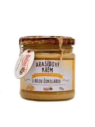 Božské oříšky - Arašídový krém s bílou BIO čokoládou 190 g Božské oříšky - Arašídový krém s bílou BIO čokoládou 190 g