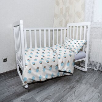 Dětské povlečení do postýlky Modré ovce: 130x90 / 40x60 Dětské povlečení do postýlky Modré ovce: 130x90 / 40x60
