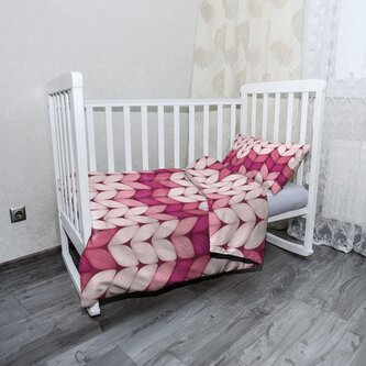 Dětské povlečení do postýlky Tříbarevné růžové pletení: 100x135 / 40x60