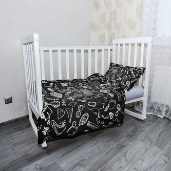 Dětské povlečení do postýlky Černobílá škola: 100x135 / 40x60