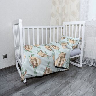 Dětské povlečení do postýlky Lenochodi na větvi: 130x90 / 40x60 Dětské povlečení do postýlky Lenochodi na větvi: 130x90 / 40x60