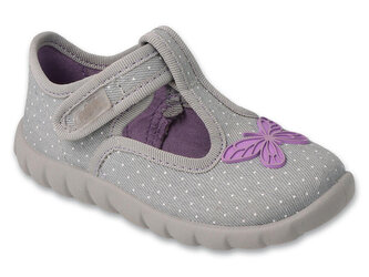 627P004 - dívčí bačkorky Befado SZ šedé, motýl 627P004_18