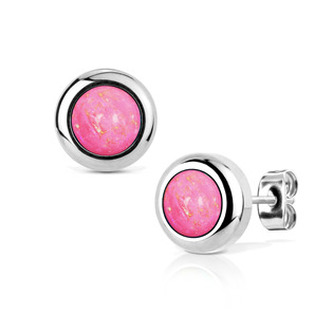 NBP75-OP57 Ocelové náušnice s opály 6 mm