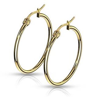 OPN1190-30 Zlacené ocelové náušnice - kruhy 30 mm