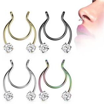 ST0018-K Falešný piercing do nosu - septum - černá
