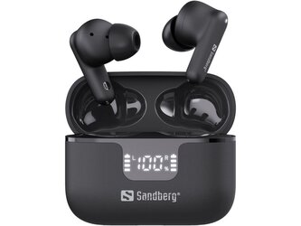 Sandberg bezdrátová sluchátka, ANC+ENC, Bluetooth s nabíjecím pouzdrem, černá