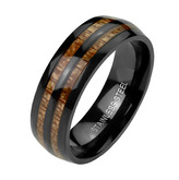 OPR1954-68 Ocelový prsten dekor dřevo