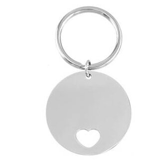 OPT1048 Ocelový přívěšek na klíče - destička se srdíčkem - srdce