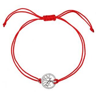 EG7113-R Červený náramek proti uhranutí stříbrný strom života