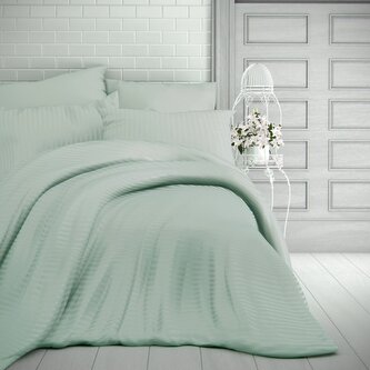 Francouzské saténové prodloužené povlečení s proužkem 1+2, 240x220, 70x90cm OLIVOVÉ