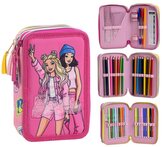 Školní trojdílné pouzdro Barbie: Kamarádky (13 x 20 x 7 cm)