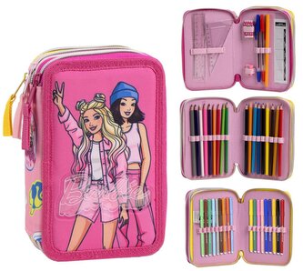 Školní trojdílné pouzdro Barbie: Kamarádky (13 x 20 x 7 cm)