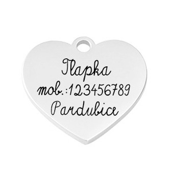PZ040 Ocelová psí/kočičí známka srdíčko