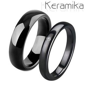 KM1000.KM1010-4 Keramické snubní prsteny černé - pár