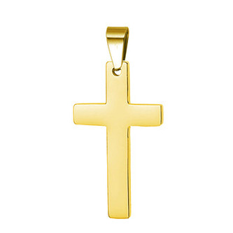OPP1776-GD Zlacený ocelový přívěšek - kříž 14 x 21 mm