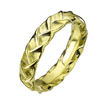 OPR1951-65 Zlacený ocelový prsten splétný dekor
