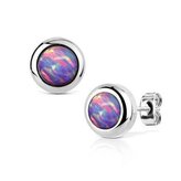 NBP75-OP38 Ocelové náušnice s opály 6 mm