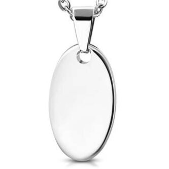 DR1273 Ocelový přívěšek - mini oválná destička 14 x 22 mm