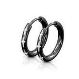 OPN1638K-14 Černé ocelové náušnice s křížkovým dekorem