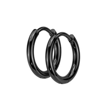 OPN1922K-12 Černé ocelové náušnice kroužky 12mm