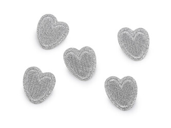 Nažehlovačka srdce s lurexem - 10 ks - 1 stříbrná