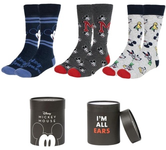 Set 3 párů pánských ponožek Disney|Mickey mouse: Postavy a nápisy (velikost EU 38-45)