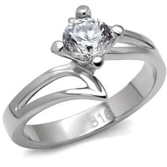 AL-0008-49 Ocelový prsten se zirkonem