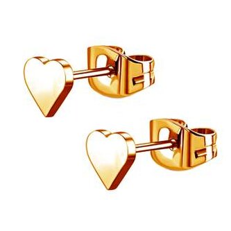 OPN1698-RD Zlacené ocelové náušnice srdíčka - srdce