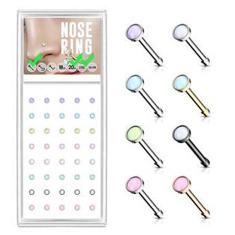 N0000-29 Sada 40ti piercingů do nosu, 2,5mm kámen, tl. 0,8 mm