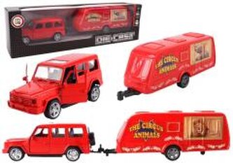 Samochód z przyczepą kempingową metal mix