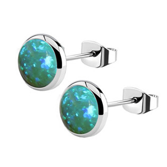 NB2-OP62 Ocelové náušnice s opálem 8 mm