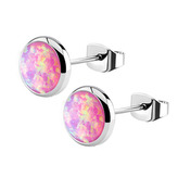 NB2-OP22 Ocelové náušnice s opálem 8 mm