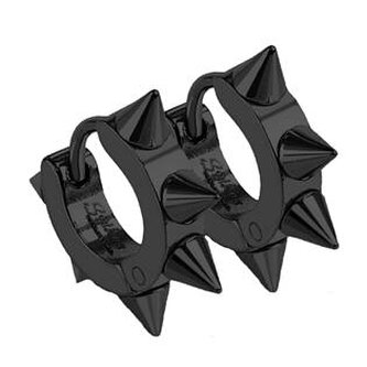 OPN1259-K Ocelové náušnice s hroty, barva černá