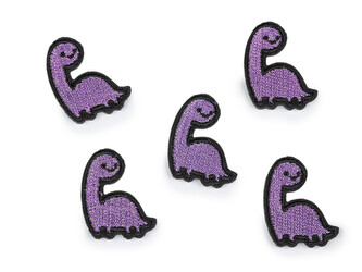 Nažehlovačka medvídek, dinosaurus, jablko - 10 ks - 2 fialová dinosaurus