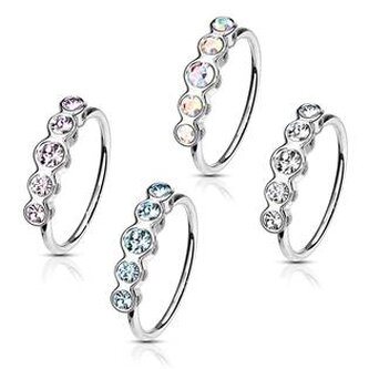 N0117-P Piercing do nosu kroužek se zirkony - růžová