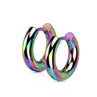 OPN1923W-16 Duhové ocelové náušnice kroužky 16mm