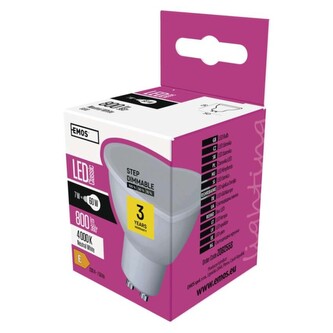 Emos LED stmívatelná žárovka Classic MR16 / GU10 / 7 W (60 W) / 800 lm / neutrální bílá