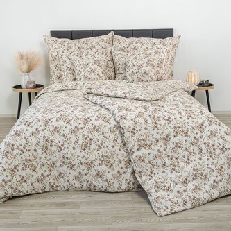 Prodloužené krepové povlečení 140x220, 70x90cm Kvítí béžové