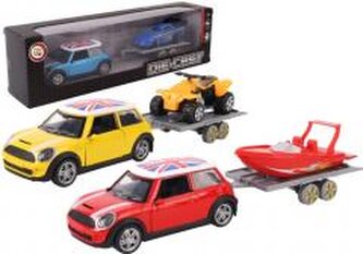 Samochód z przyczepą letnie aktywności metal mix