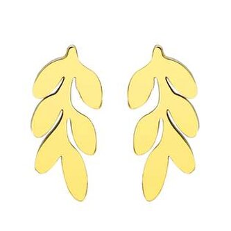 OPN1759-GD Zlacené ocelové náušnice lístečky
