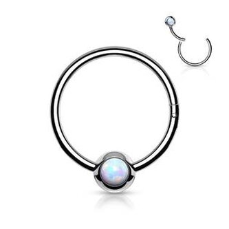K01067-1210 Piercing kruh segment, bílý opál