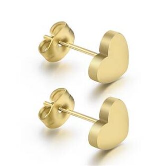 OPN1164-GD Zlacené ocelové náušnice - srdíčka - srdce