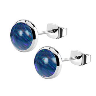 NB2-OP91 Ocelové náušnice s opálem 8 mm