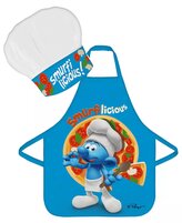 Dětská zástěra ŠMOULOVÉ set s čepicí modrý