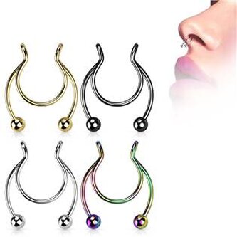 ST0017-ST Falešný piercing do nosu - septum - ocelová