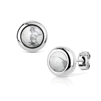 NB022-08 Ocelové náušnice Howlit 8mm