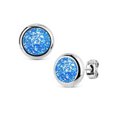 NB311 Ocelové náušnice DRUZY Light Sapphire