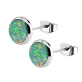 NB2-OP03 Ocelové náušnice s opálem 8 mm