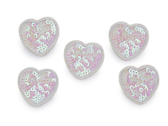 Nažehlovačka srdce s flitry - 10 ks - 1 růžová nejsv. AB