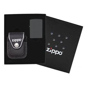 44066 ZIPPO dárková krabička s černou koženou kapsičkou na zapalovač